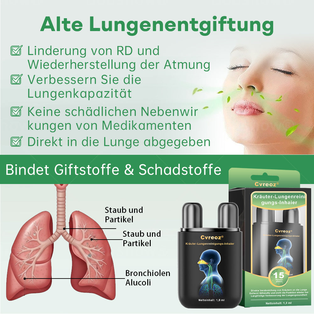 ✅Offizielles Geschäft|Cvreoz® Kräuter-Lungenreinigung Inhalieren(🫁Husten, Keuchen, Kurzatmigkeit, Auswurf, verstopfte Nase, Bronchitis, Bronchitis, Allergiesymptome, Lungenbeschwerden