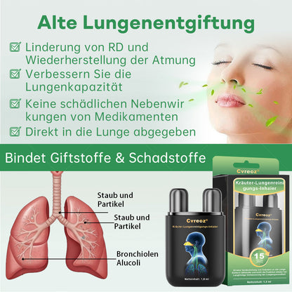 ✅Offizielles Geschäft|Cvreoz® Kräuter-Lungenreinigung Inhalieren(🫁Husten, Keuchen, Kurzatmigkeit, Auswurf, verstopfte Nase, Bronchitis, Bronchitis, Allergiesymptome, Lungenbeschwerden